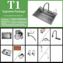 Multifunction Sink - 304 Stainless Steel Waterfall Sink Bowl With Cup Washer Workstation