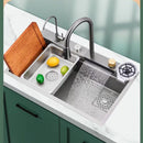 Multifunction Sink - 304 Stainless Steel Waterfall Sink Bowl With Cup Washer Workstation