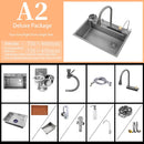 Multifunction Sink - 304 Stainless Steel Waterfall Sink Bowl With Cup Washer Workstation