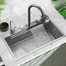 Multifunction Sink - 304 Stainless Steel Waterfall Sink Bowl With Cup Washer Workstation