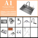 Multifunction Sink - 304 Stainless Steel Waterfall Sink Bowl With Cup Washer Workstation