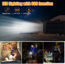 Portable Solar Power Bank 80000mAh, Built-in Flashlight, Compass, for All Smartphones, Electronic Devices