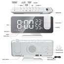 Mirror Projection Alarm Clock - FM Radio LED Digital Smart Alarm Clock with 180° Time Projection Snooze