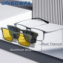 Optical Night Vision Polarized Magnetic Clip -  Glasses for Men Pure Titanium Frame