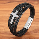 Classic Stainless Steel Men's Leather Bracelet