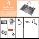 Multifunction Sink - 304 Stainless Steel Waterfall Sink Bowl With Cup Washer Workstation