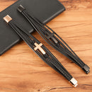 Classic Stainless Steel Men's Leather Bracelet