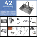 Multifunction Sink - 304 Stainless Steel Waterfall Sink Bowl With Cup Washer Workstation