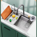 Multifunction Sink - 304 Stainless Steel Waterfall Sink Bowl With Cup Washer Workstation