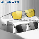 Optical Night Vision Polarized Magnetic Clip -  Glasses for Men Pure Titanium Frame
