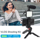 Phone Vlogging Kit with Remote Control Microphone LED Light for iPhone Live YouTube DSLR Camera