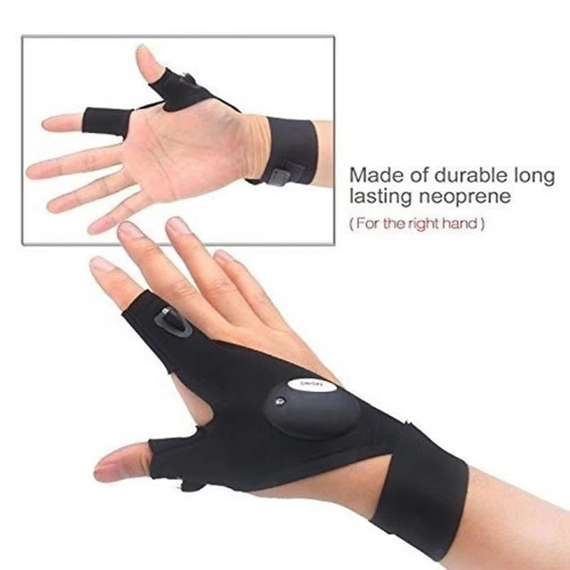 Outdoor LED Flashlight Gloves, Camping Fishing Accessories, Gifts for Men Dad Husband Him