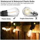 Solar Garden Festoon Light Pack - 10m/20m/30m Waterproof LED String Lights with S14 Bulb