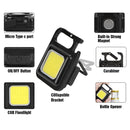Cob USB Rechargeable Keychain Work Light, Waterproof, Strong Magnet,