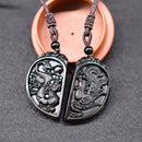 Dragon and Phoenix YIN YANG Obsidian Necklace