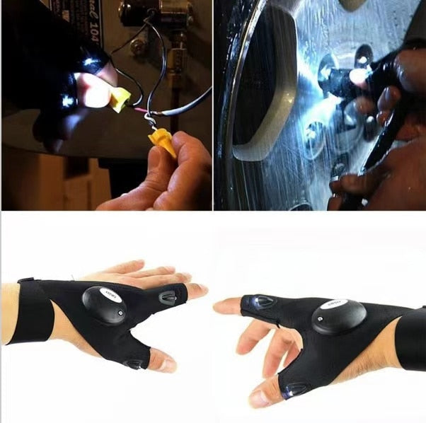 Outdoor LED Flashlight Gloves, Camping Fishing Accessories, Gifts for Men Dad Husband Him
