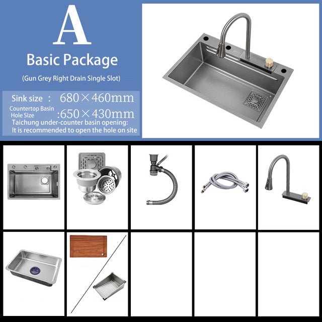Multifunction Sink - 304 Stainless Steel Waterfall Sink Bowl With Cup Washer Workstation
