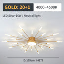 Firework Ceiling Lamp LED with Center Light for Living Room, Sputnik, Flower Lighting Fixture