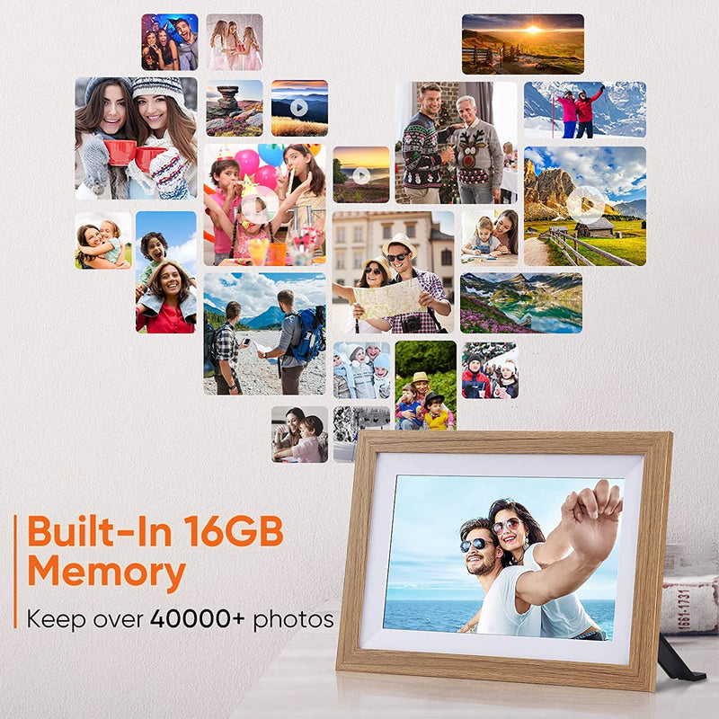 Digital Photo Frame - 10.1 Inch Wi-Fi Digital Picture Frame Easy to Share Videos via Frameo APP, Auto-Rotate & Wall Mountable