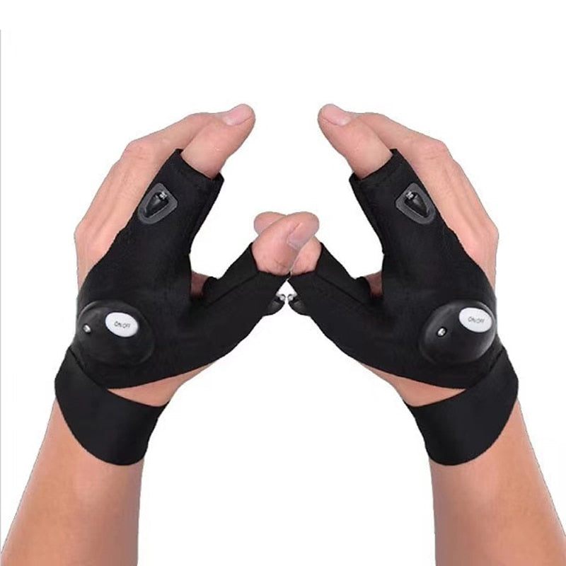 Outdoor LED Flashlight Gloves, Camping Fishing Accessories, Gifts for Men Dad Husband Him