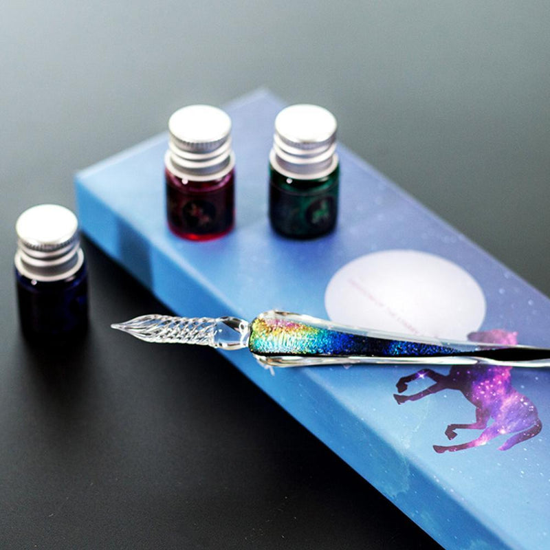Rainbow Glass Dip Pen - Calligraphy Kits for Art with 5 Colorful Inks