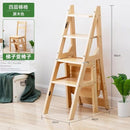 Wooden Ladder Chair - 4-Step Folding Portable Wooden Stool