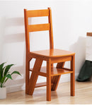 Wooden Ladder Chair - 4-Step Folding Portable Wooden Stool