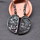 Dragon and Phoenix YIN YANG Obsidian Necklace