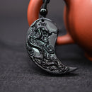 Dragon and Phoenix YIN YANG Obsidian Necklace
