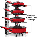 Kitchen Pan Organizer w/ 8 Adjustable Non-slip Tiers